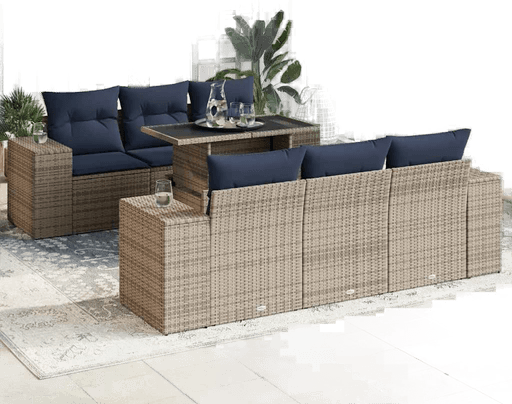 Vidaxl Hagesofa 7 deler grå polyrotting