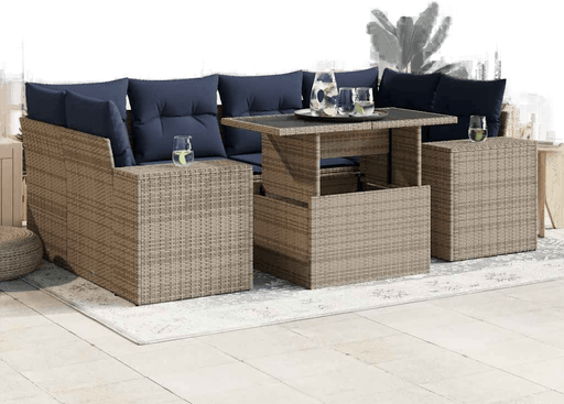 Vidaxl Hagesofa 7 deler grå polyrotting