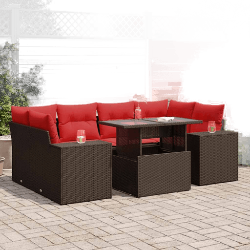 Vidaxl Hagesofa 7 deler brun