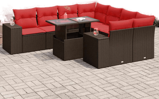 Vidaxl Hagesofa 9 deler brun