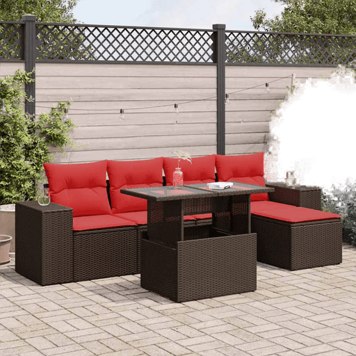 Vidaxl Hagesofa 6 deler brun