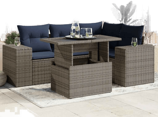 Vidaxl Hagesofa 5 deler grå