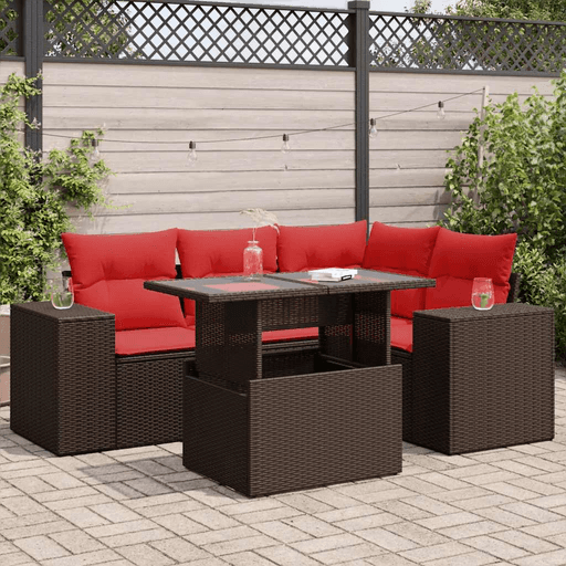 Vidaxl Hagesofa 5 deler brun