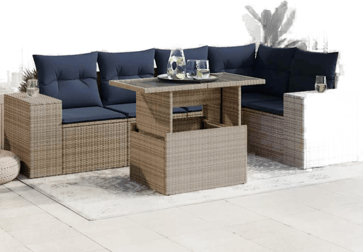 Vidaxl Hagesofa 6 deler svart polyrotting