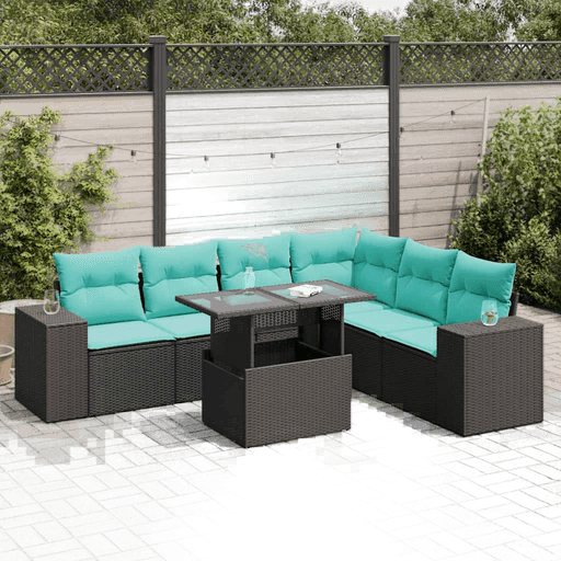 Vidaxl Hagesofa 7 deler svart