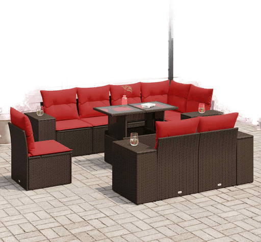 Vidaxl Hagesofa 9 deler brun