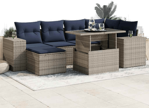 Vidaxl Hagesofa 9 deler grå polyrotting