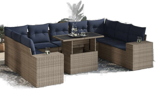 Vidaxl Hagesofa 10 deler grå polyrotting