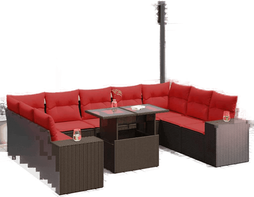 Vidaxl Hagesofa 10 deler brun