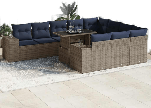 Vidaxl Hagesofa 11 deler grå polyrotting