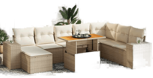 Vidaxl Hagesofa 9 deler beige