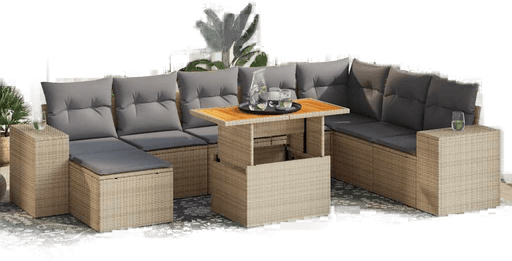 Vidaxl Hagesofa 9 deler beige