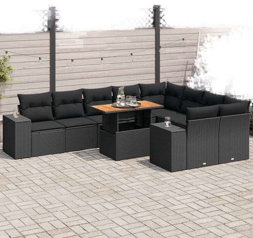 Vidaxl Hagesofa 10 deler svart