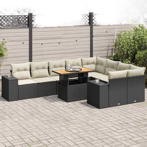 Vidaxl Hagesofa 10 deler svart