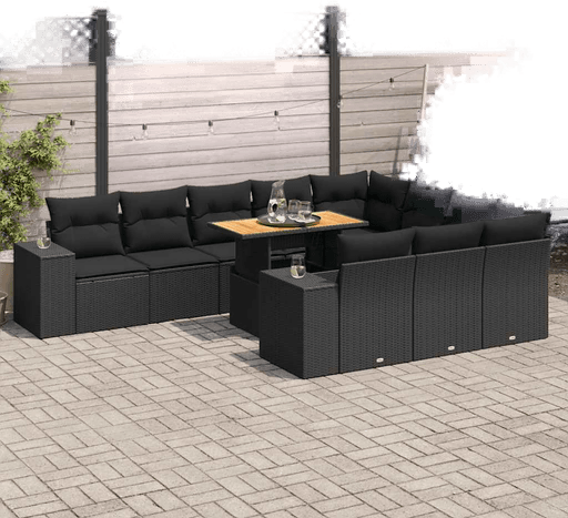 Vidaxl Hagesofa 10 deler svart