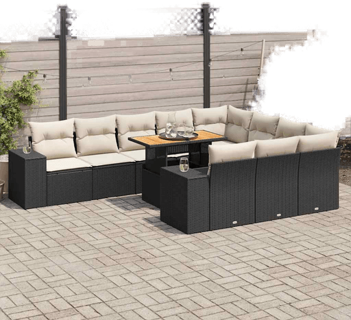 Vidaxl Hagesofa 10 deler svart