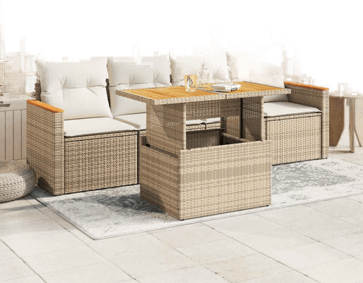 Vidaxl Hagesofa 5 deler beige