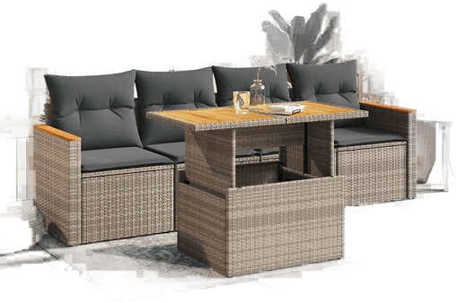 Vidaxl Hagesofa 5 deler grå