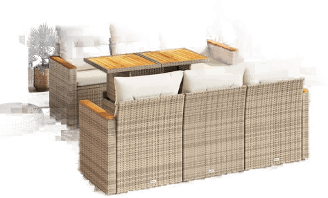 Vidaxl Hagesofa 7 deler beige