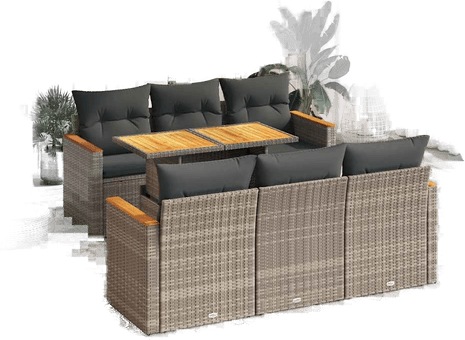 Vidaxl Hagesofa 7 deler grå polyrotting