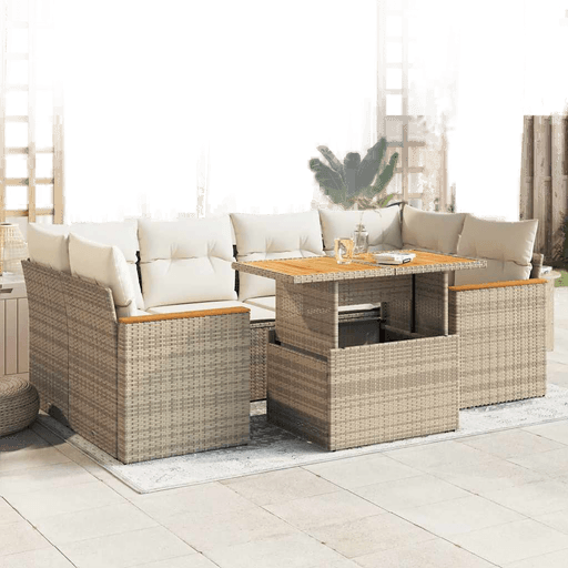 Vidaxl Hagesofa 6 deler beige