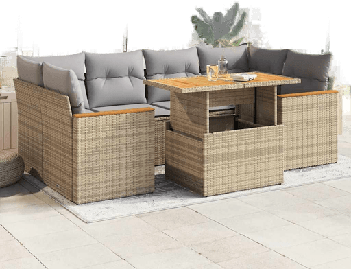 Vidaxl Hagesofa 6 deler beige