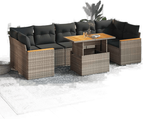 Vidaxl Hagesofa 8 deler grå polyrotting