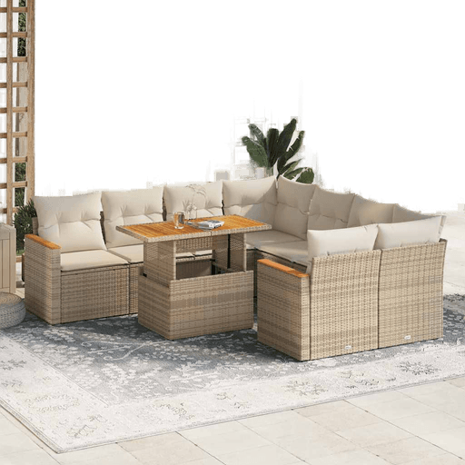 Vidaxl Hagesofa 9 deler beige