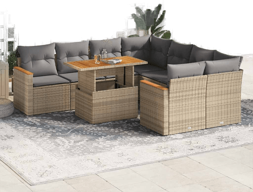 Vidaxl Hagesofa 9 deler beige
