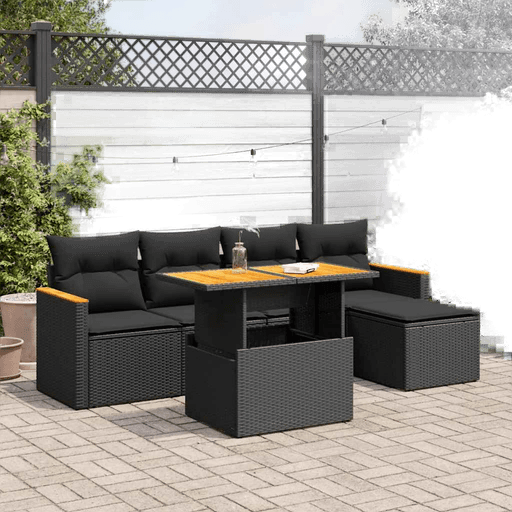 Vidaxl Hagesofa 6 deler svart