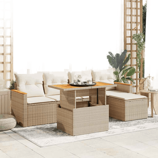 Vidaxl Hagesofa 6 deler beige