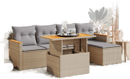 Vidaxl Hagesofa 6 deler beige