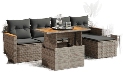 Vidaxl Hagesofa 6 deler grå polyrotting