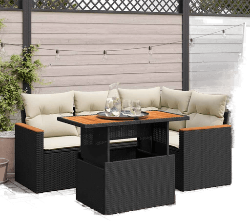 Vidaxl Hagesofa 5 deler svart