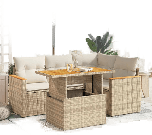 Vidaxl Hagesofa 5 deler beige