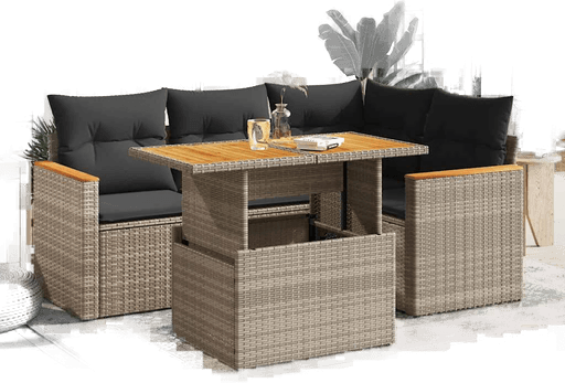 Vidaxl Hagesofa 5 deler grå