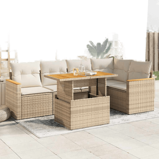 Vidaxl Hagesofa 6 deler beige