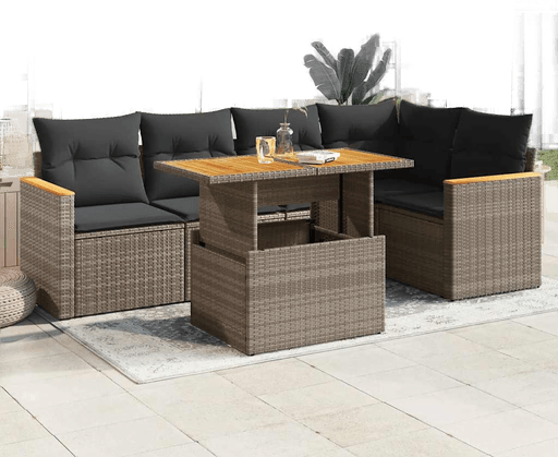 Vidaxl Hagesofa 6 deler grå polyrotting