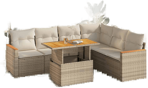 Vidaxl Hagesofa 7 deler beige