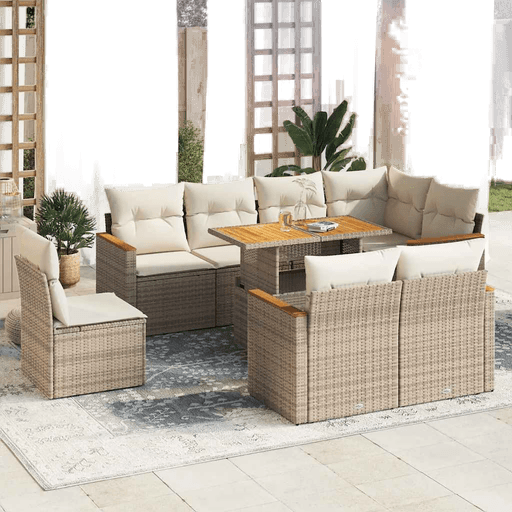 Vidaxl Hagesofa 9 deler beige
