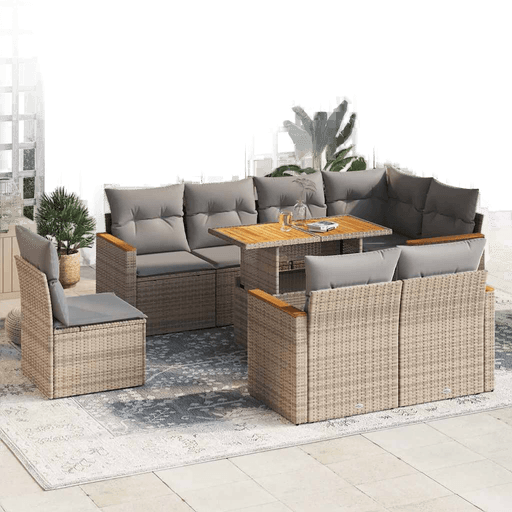 Vidaxl Hagesofa 9 deler beige