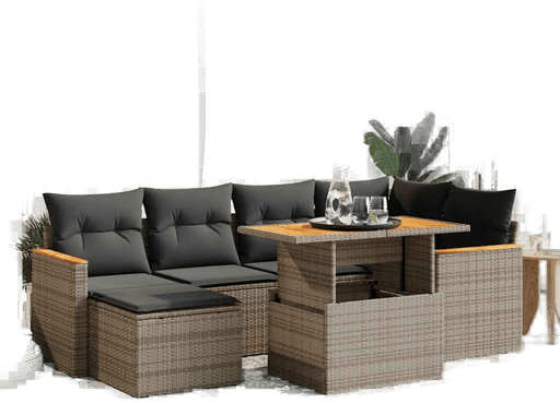 Vidaxl Hagesofa 7 deler grå polyrotting