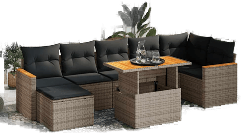 Vidaxl Hagesofa 8 deler grå polyrotting