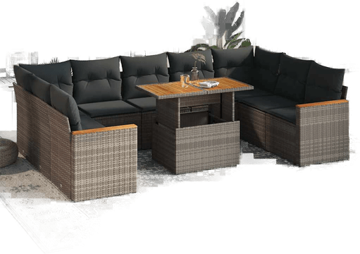 Vidaxl Hagesofa 10 deler grå polyrotting