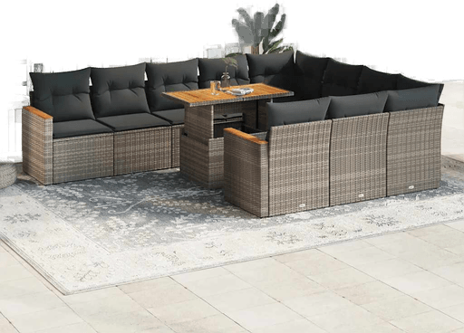 Vidaxl Hagesofa 11 deler grå polyrotting