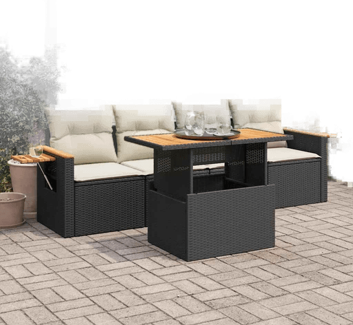 Vidaxl Hagesofa 5 deler svart