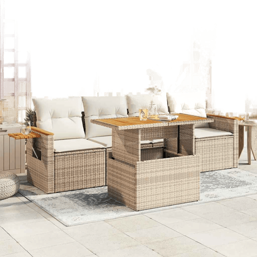 Vidaxl Hagesofa 5 deler beige