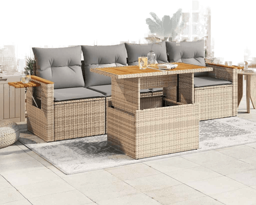 Vidaxl Hagesofa 5 deler beige