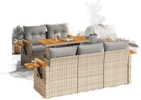 Vidaxl Hagesofa 6 deler beige