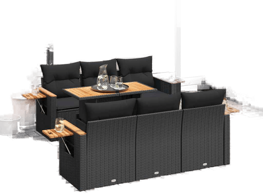 Vidaxl Hagesofa 7 deler svart